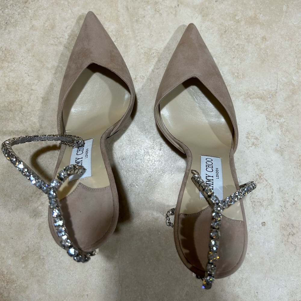 Jimmy Choo Saeda pumps in ballet color. Size 40 EU (10 US). Slight scuffs.